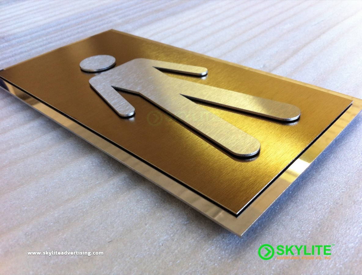 Bathroom Sign- Laser Cut Metal with ACP & Stainless Backing
