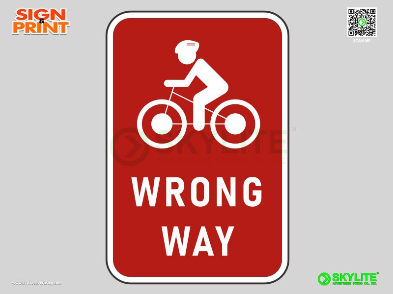 Bicycle Wrong Way Safety Sign