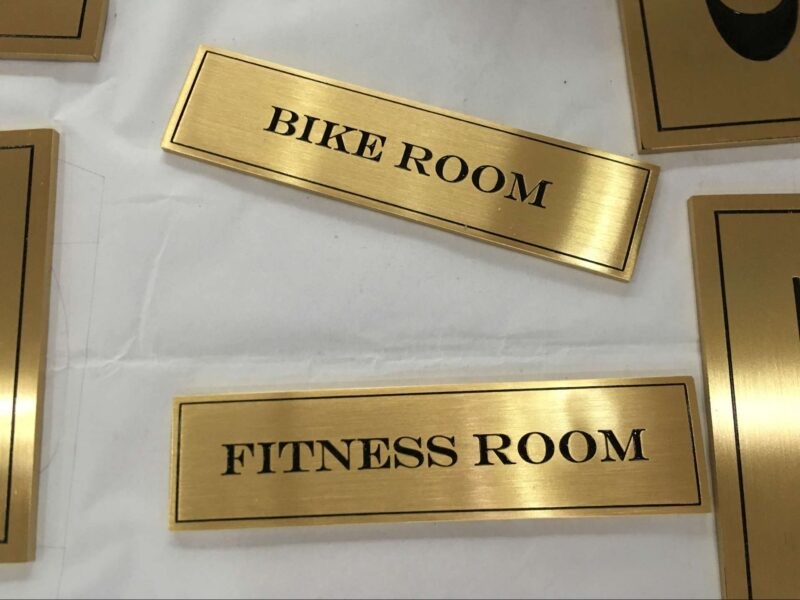 Door Sign- Gold Plated Brushed Steel