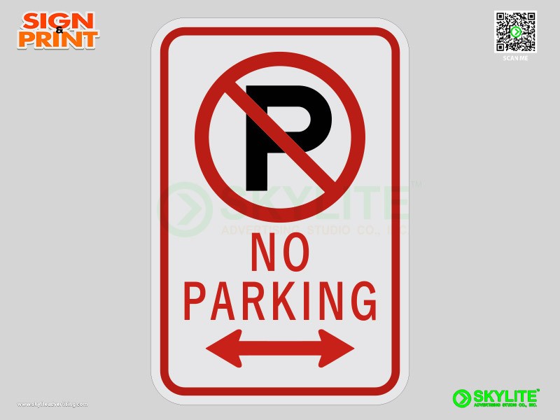 No Parking with Double Arrow Safety Sign