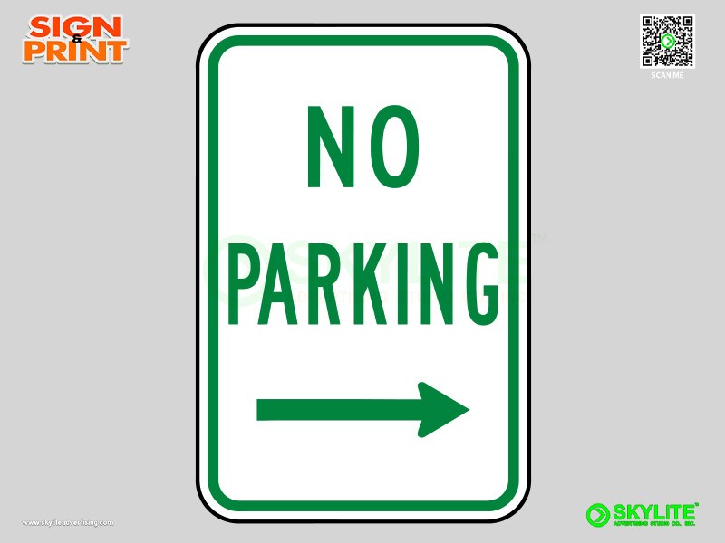 No Parking with Right Arrow Safety Sign
