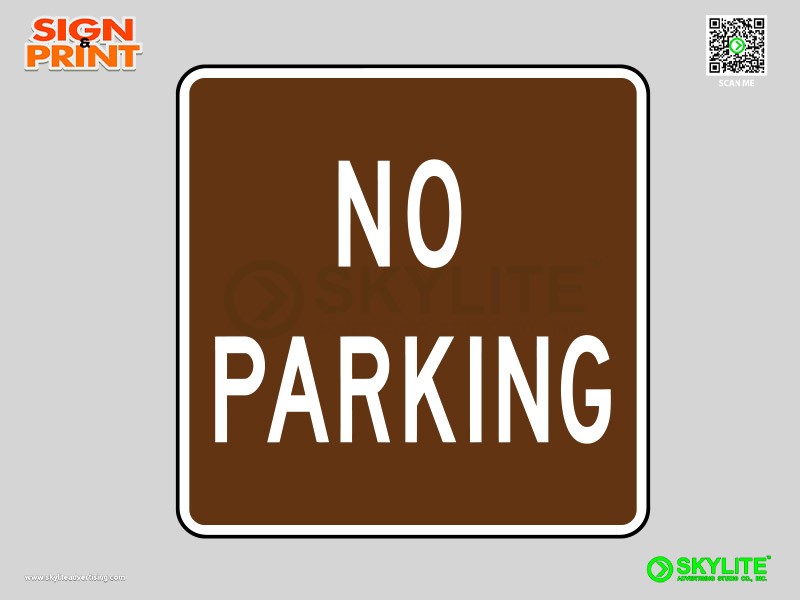 No Parking Square Brown Safety Sign