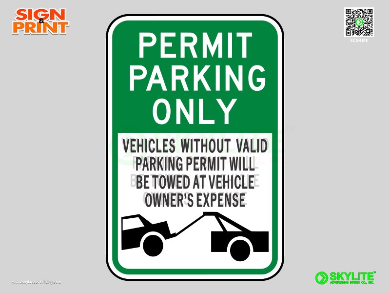 Permit Parking Only Violators Towed Safety Sign