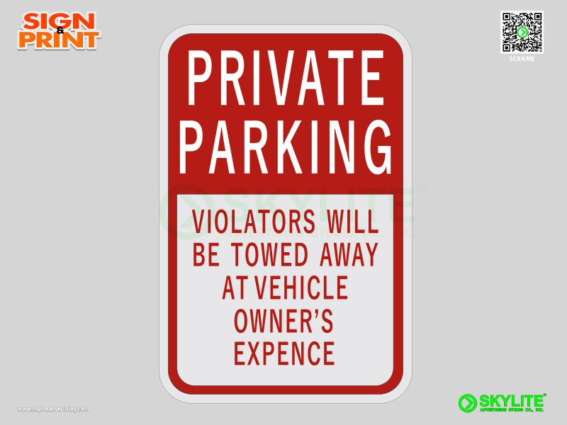 Private Parking Violators Towed Safety Sign