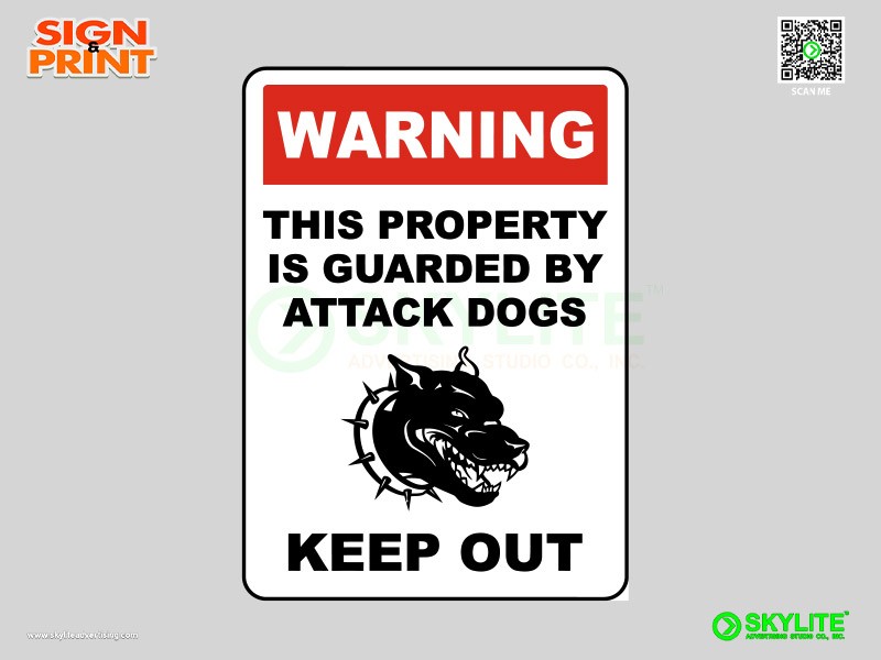 Property Guarded By Attack Dogs Safety Sign