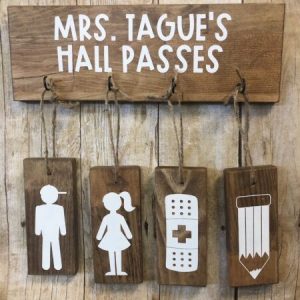 Door Sign- Wooden Hall Passes