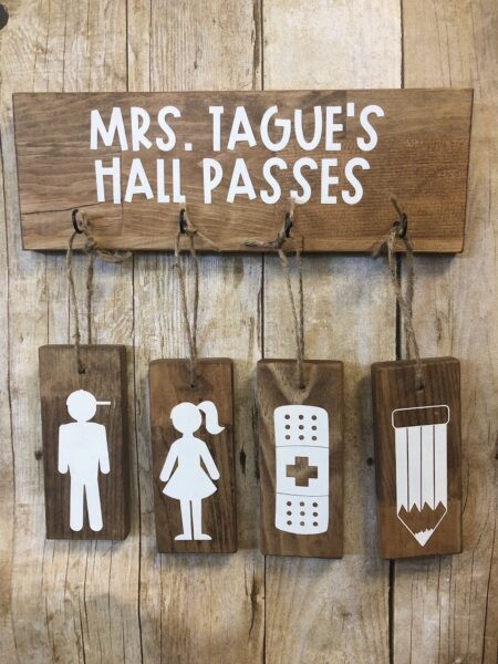 Door Sign- Wooden Hall Passes