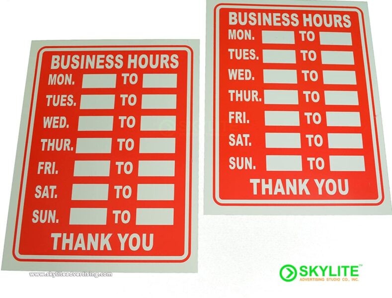 Acrylic Business Hours Sign