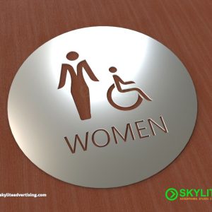Aluminum Laser Cut In Mens/Womens Restroom Sign