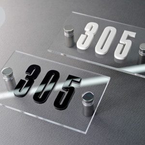 Door Sign- Clear Acrylic with Embossed Letter
