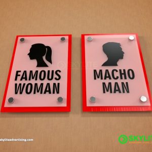 Bathroom Sign- Laser Cut Acrylic with Frosted Acrylic Backing