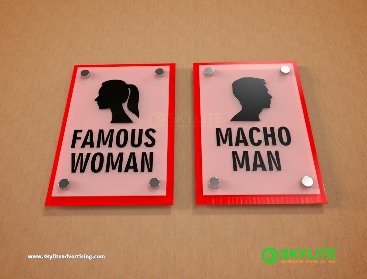 Bathroom Sign- Laser Cut Acrylic with Frosted Acrylic Backing
