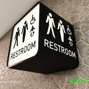 Bathroom Sign - Wall Mounted Cube Acrylic