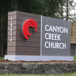 Concrete Monument Sign with Acrylic Letters