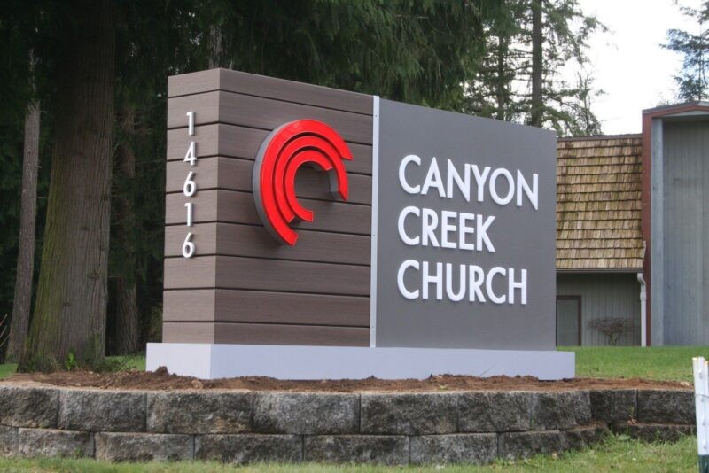 Concrete Monument Sign with Acrylic Letters