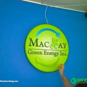 Circular Lightbox Sign with Laser Cut Letters