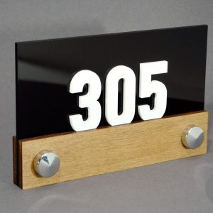 Door Sign- Three Layer Laser Cut Acrylic with Wood Laminates