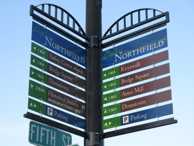 Metal Directional Sign with Metal Frame