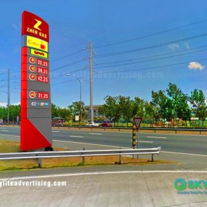 Gasoline Station Pylon Sign with Price Board and Ad Panel