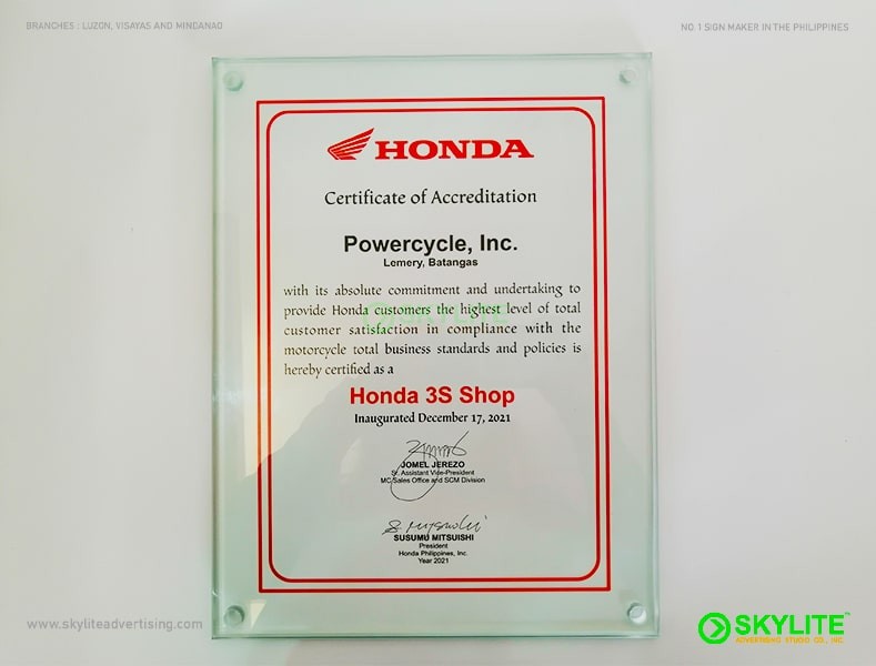 Glass Certificate UV Printing