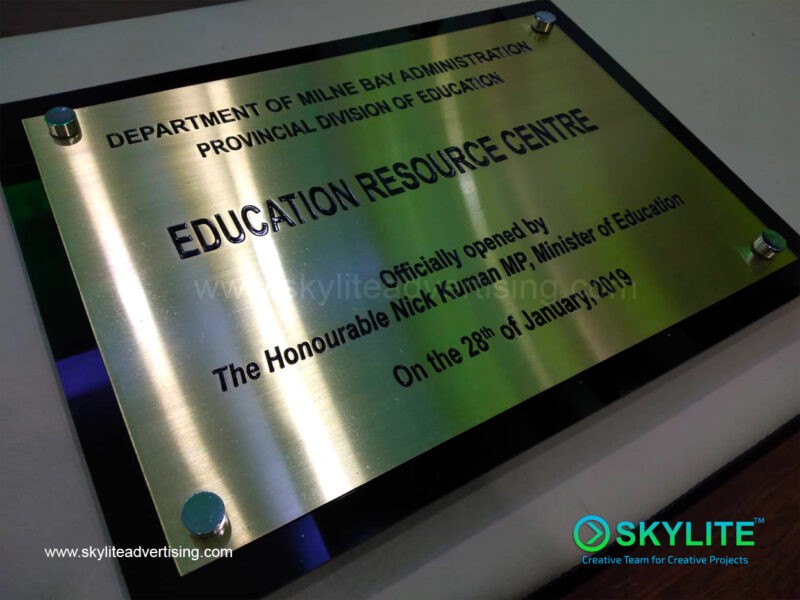 Brass Etching Logo Signage with Acrylic Backing