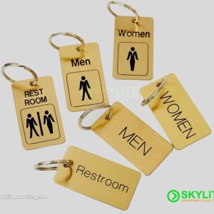 Men and Women Bathroom Key Tag - Engraved Metal