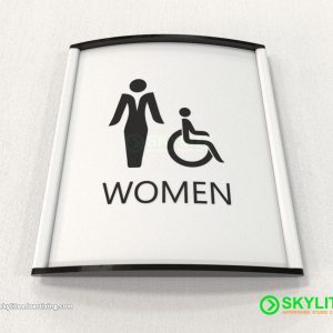 Mens/Womens Restroom Sign- Curved Metal with Metal Inserts