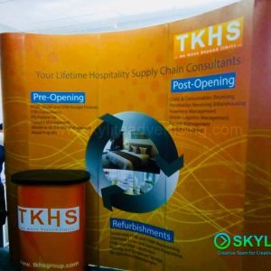 Portable Backdrop with Graphics and Table