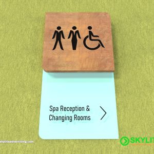 Bathroom Sign - Laser Cut on Wood with Acrylic Backing