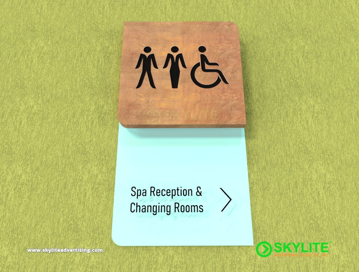 Bathroom Sign - Laser Cut on Wood with Acrylic Backing