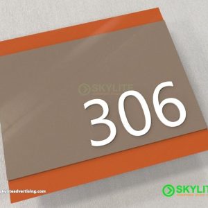 Room Number Sign - Laser Cut Acrylic on Painted Fabricated GI Metal