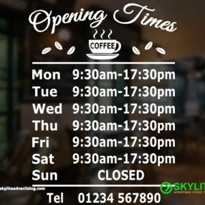 Sticker Business Hours Sign