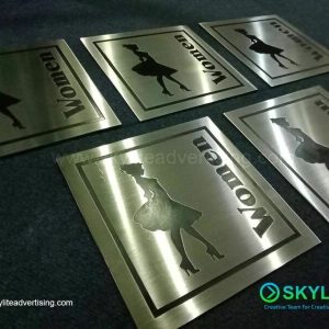 Engraved Metal Mens/Womens Restroom Sign
