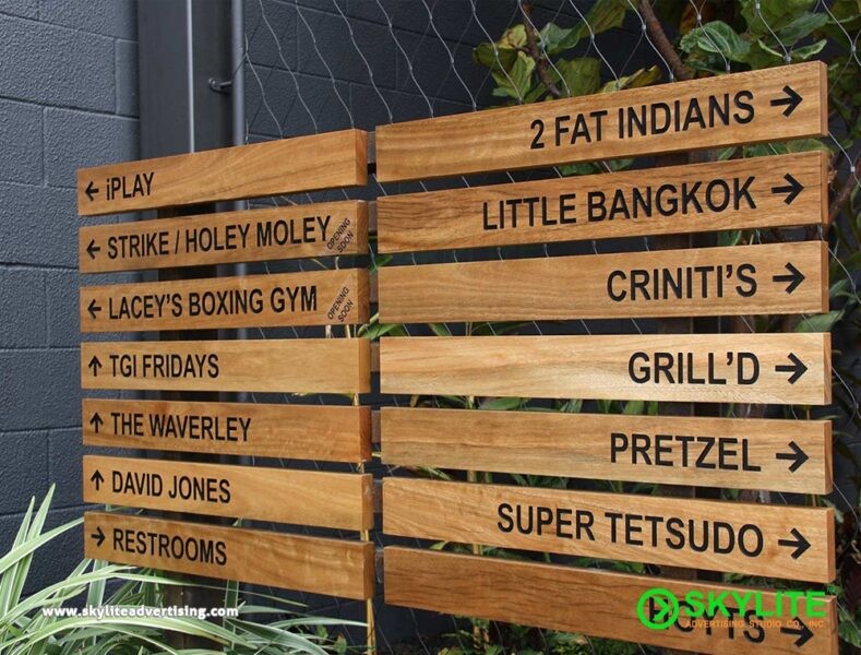 Wooden Building Directional Sign